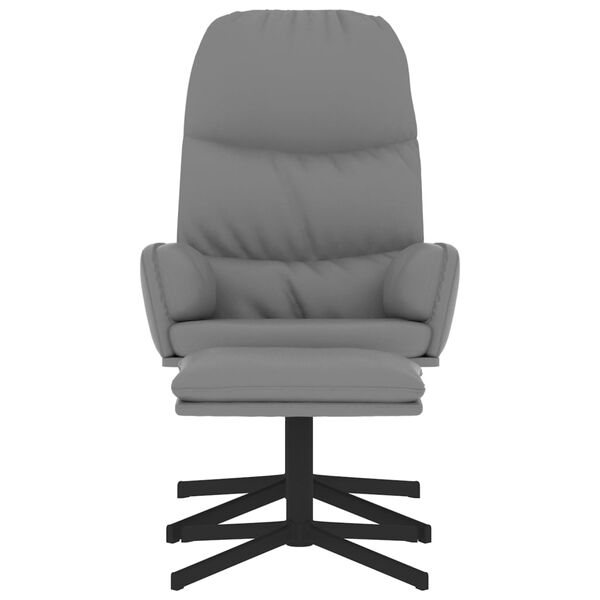 vidaXL Fotel z podn&oacute;żkiem, szary, obity sztuczną sk&oacute;rą