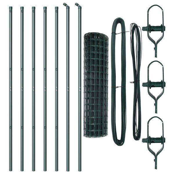 vidaXL Ogrodzenie z słupkiem Zielony 1,4 x 10 m Stal i PVC