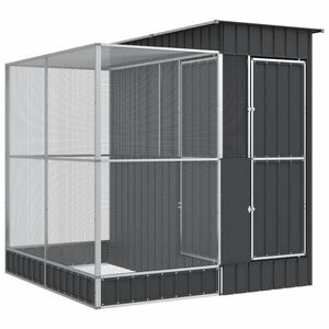 vidaXL Woliera z nadstawką srebrna 209x203x216 cm stalowa