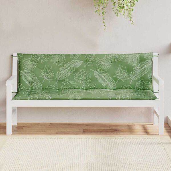 vidaXL Poduszki na ławki ogrodowe, 2 szt., wz&oacute;r w liście, 150x50x7 cm