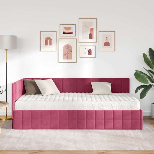 vidaXL Rama Ł&oacute;żka Narożnego z Materacem 2 pcs Zielony Aksamit