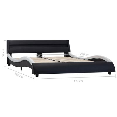 vidaXL Rama łóżka z LED, czarno-biała, sztuczna skóra, 160 x 200 cm
