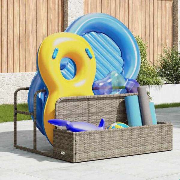 vidaXL Poolside Float Storage Jasnoszary 110x100x57 cm Polirattan