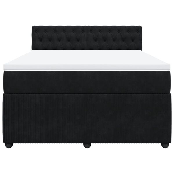vidaXL Ł&oacute;żko kontynentalne z materacem, czarne, aksamit, 140x190 cm