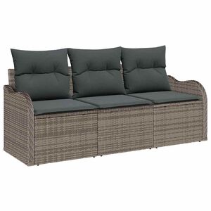 vidaXL Zestaw Sof na Ogr&oacute;d z przechowywaniem 3 pcs Szary Polirattan
