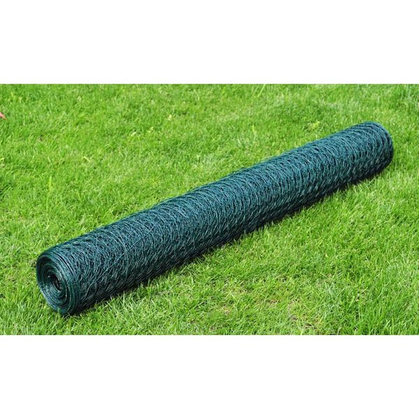 vidaXL Ogrodzenie z siatki, pokryte PVC, 25x1 m, zielone