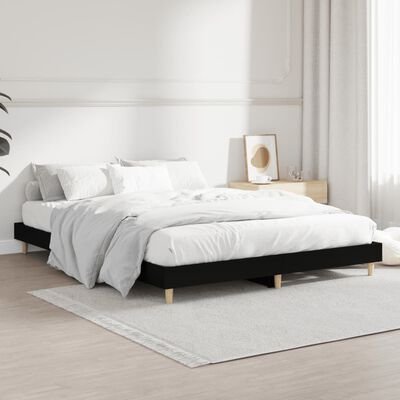 vidaXL Rama łóżka, czarna, 140x190 cm, materiał drewnopochodny