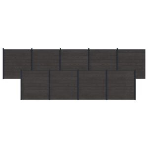 vidaXL Zestaw ogrodzeniowy 9 szt. 1564 x 186 cm WPC i aluminium Czarny
