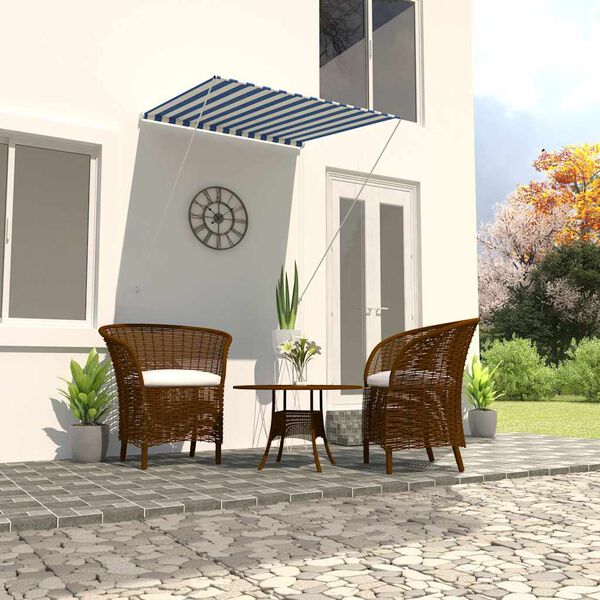 vidaXL Markiza zwijana, 100 x 150 cm, biało-niebieska