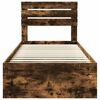 vidaXL Ramka ł&oacute;żka Dąb wędzony 75 x 190 cm Lite drewno sosnowe