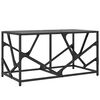 vidaXL Stolik kawowy z czarnym, szklanym blatem, 78,5x40x41 cm, stal