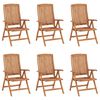 vidaXL Rozkładane krzesła ogrodowe z poduszkami, 6 szt., drewno tekowe