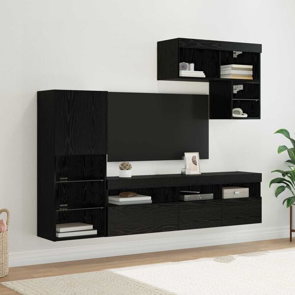 vidaXL Jednostki do montażu telewizora na ścianie 6 pcs Czarny Dąb