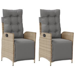 vidaXL Rozkładane fotele ogrodowe z podn&oacute;żkiem, 2 szt., mieszany beż