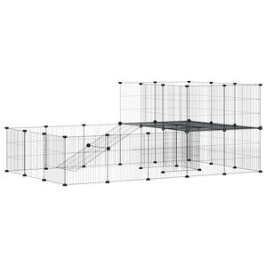 vidaXL Klatka dla zwierząt z bramką, 36 paneli, czarna, 175x105x70 cm, stal
