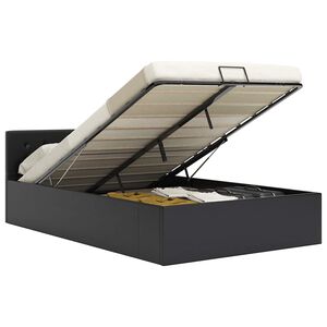 vidaXL Rama ł&oacute;żka z podnośnikiem, czarna, sztuczna sk&oacute;ra, 120 x 200 cm