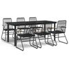 vidaXL 7-częściowy zestaw mebli ogrodowych, czarny, rattan PVC