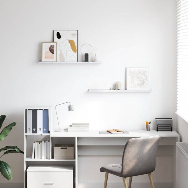 vidaXL P&oacute;łka ścienna z p&oacute;łką 2 pcs Biały marmur 80 x 9 x 3 cm