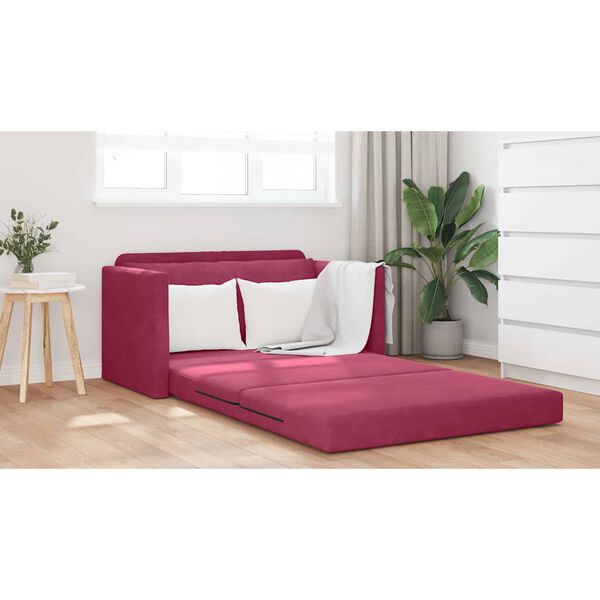 vidaXL Sofa Bed 110cm Czerwone wino Aksamit