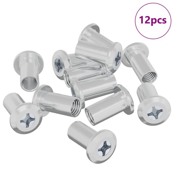 vidaXL Nakretka Zamkowa 12 pcs Nikiel M6 x 15 mm Stal