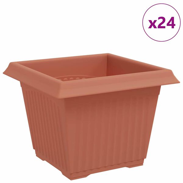vidaXL Kwadratowa doniczka na kwiaty 24 pcs Czerwony ceglasty