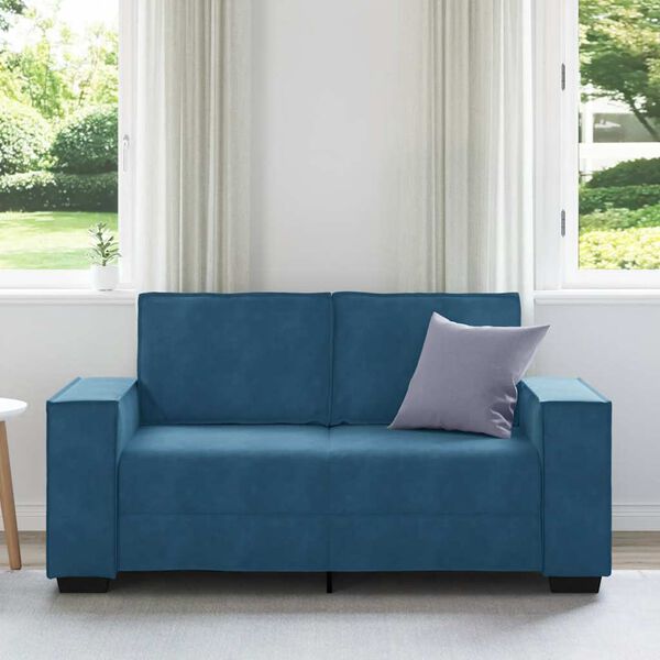 vidaXL Sofa 2-osobowa, niebieski, 160x78x84 cm, tapicerowana aksamitem