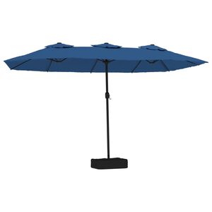 vidaXL Podw&oacute;jny parasol ogrodowy, niebieski, 449x265 cm
