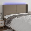 vidaXL Zagł&oacute;wek do ł&oacute;żka z LED, taupe, 183x16x118/128 cm, tkanina