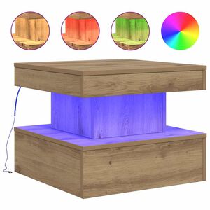 vidaXL Stolik kawowy z oświetleniem LED, dąb artisian, 50x50x40 cm
