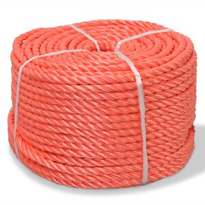 vidaXL Skręcana linka z polipropylenu, 10 mm, 100 m, pomarańczowa