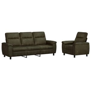 vidaXL Zestaw Sof 2 pcs Zielony wojskowy Sk&oacute;ra zamszowa