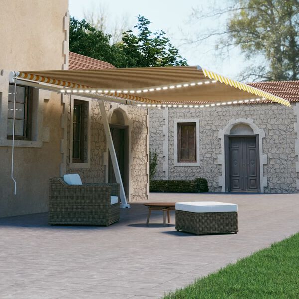 vidaXL Automatycznie zwijana markiza, LED i czujnik wiatru, 500x300 cm