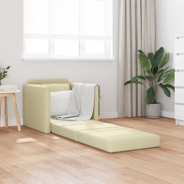 vidaXL Sofa Bed 60cm Kremowy Sztuczna sk&oacute;ra
