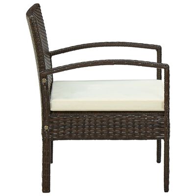 vidaXL Krzesło ogrodowe z poduszką, polirattan, brązowy