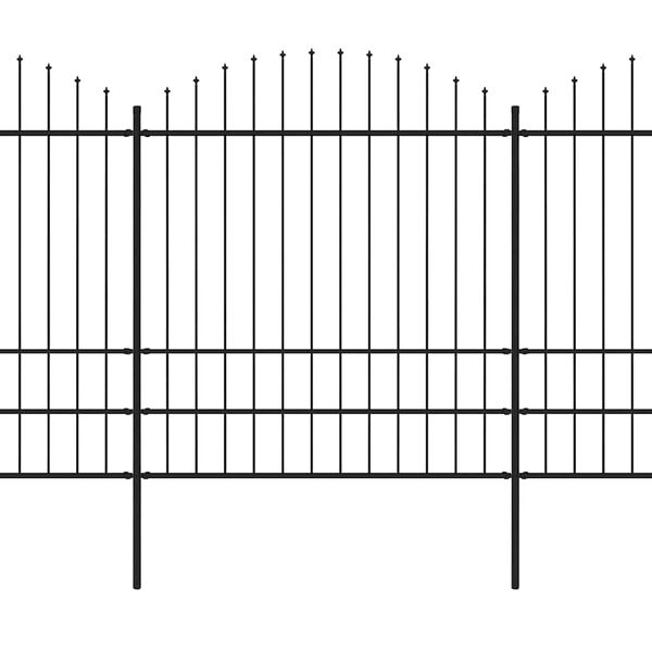 vidaXL Ogrodzenie ogrodowe z wł&oacute;cznią, stalowe, 1248 x 200 cm, czarne