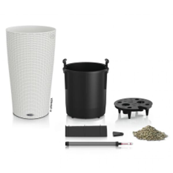 LECHUZA Donica CILINDRO Cottage 23 ALL-IN-ONE, śr. 23 cm, biała