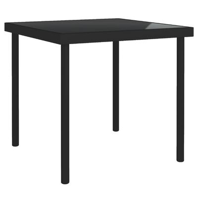 vidaXL Ogrodowy stół jadalniany, czarny, 80x80x72 cm, szkło i stal