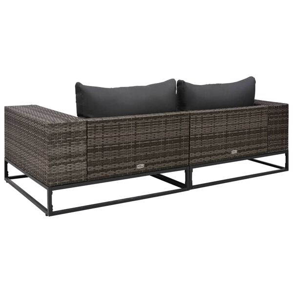 vidaXL 2-częściowa sofa do ogrodu, z poduszkami, polirattan, szara