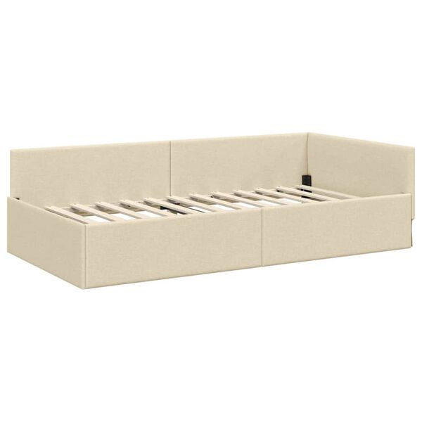 vidaXL Rama łóżka narożnego Kremowy 100 cm x 200 cm Aksamit