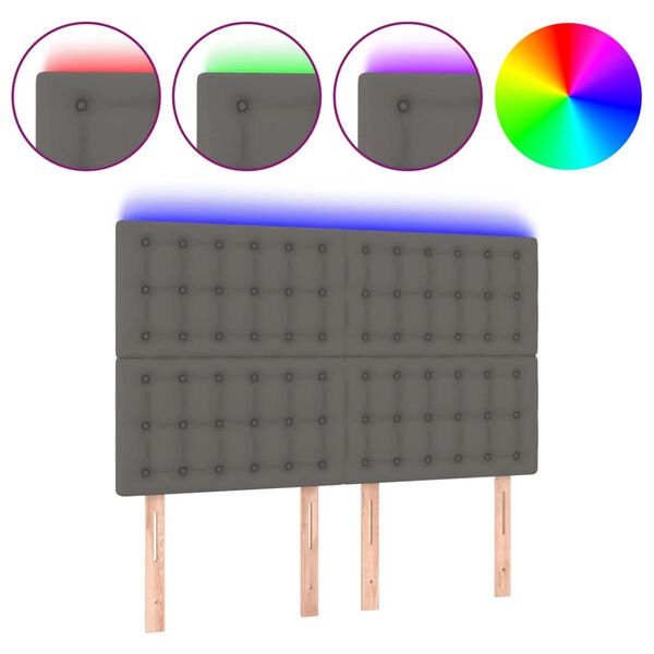 vidaXL Zagł&oacute;wek do ł&oacute;żka, szary, 144x5x118/128 cm, sztuczna sk&oacute;ra