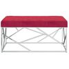 vidaXL Ławka, 97 cm, czerwona, aksamitna tkanina i stal nierdzewna
