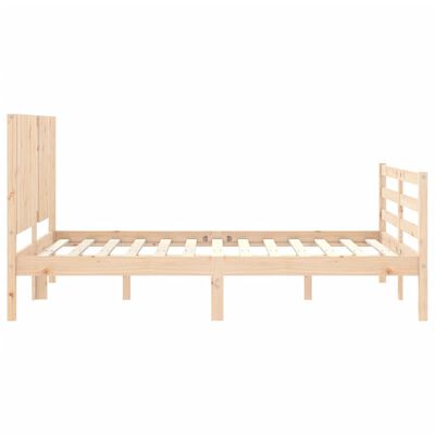 vidaXL Rama łóżka z wezgłowiem, 140x190 cm, lite drewno