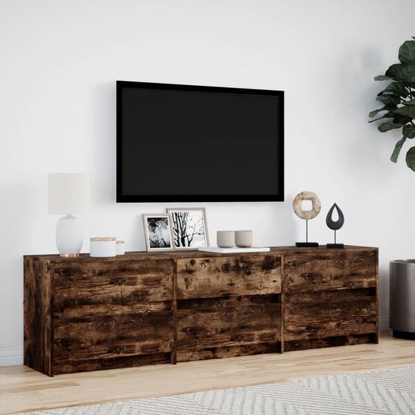 vidaXL Szafka pod TV z LED, przydymiony dąb, 180x34x50 cm