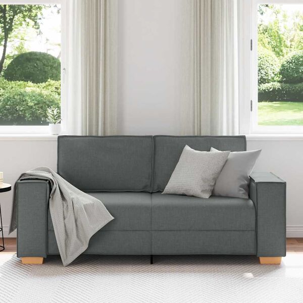 vidaXL Sofa 2-osobowa Ciemnoszara 140 cm Tkanina