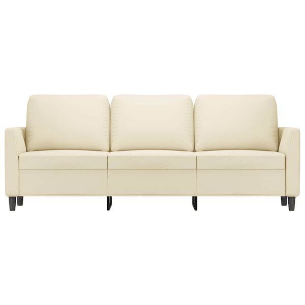 vidaXL 3-osobowa sofa, kremowa, 180 cm, sztuczna sk&oacute;ra