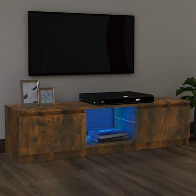vidaXL Szafka pod TV z LED, przydymiony dąb, 120x30x35,5 cm