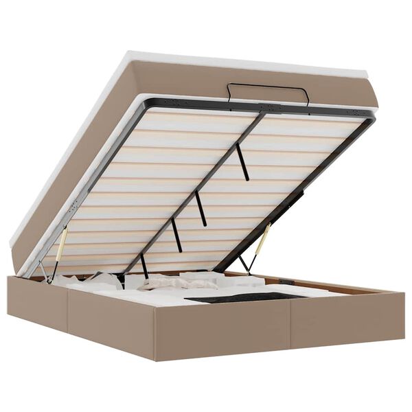 vidaXL Rama ł&oacute;żka otomana z materacem, cappucino, 140x200 cm, ekosk&oacute;ra
