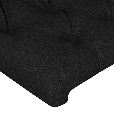 vidaXL Zagłówek do łóżka z LED, czarny, 200x7x118/128 cm, tkanina