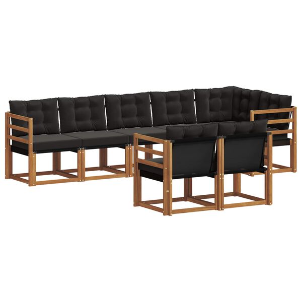 vidaXL Zestaw sof na zewnątrz z poduszką 8 pcs Naturalny i czarny