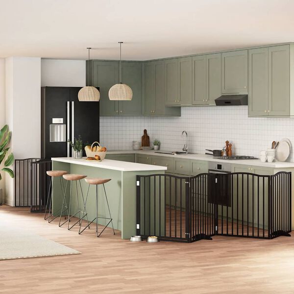 vidaXL Składana bramka dla psa, z drzwiami, 12 paneli, czarna, 960 cm